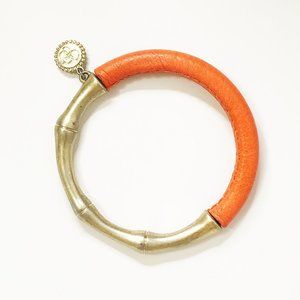 Jessica Simpson Orange Leather and Gold Bracelet Bangle